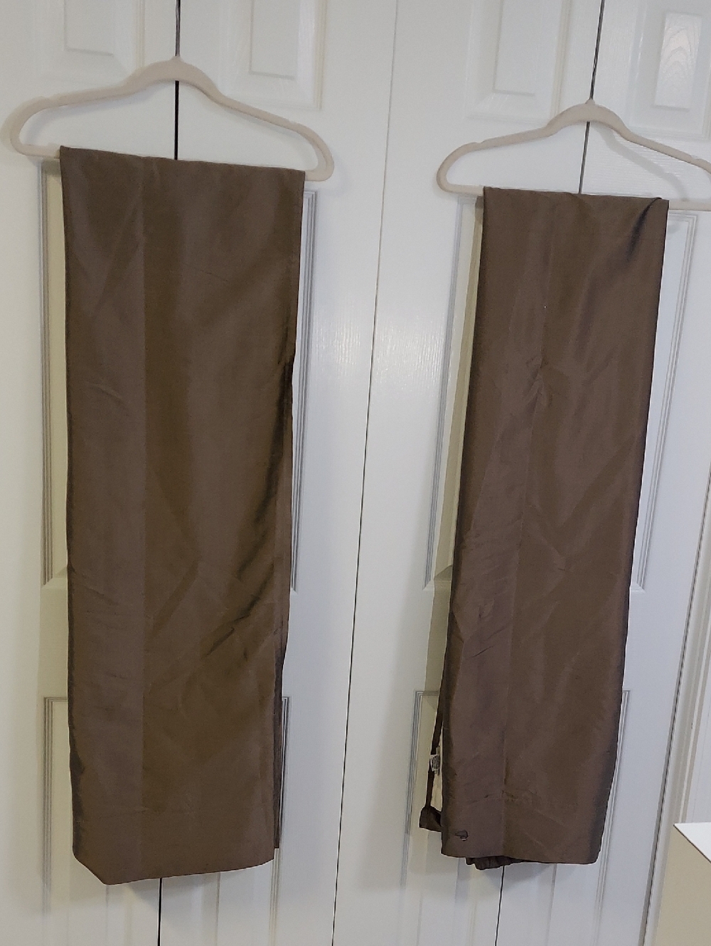 Pottery Barn Curtain Panels, 100% Silk Soir Set, Brown